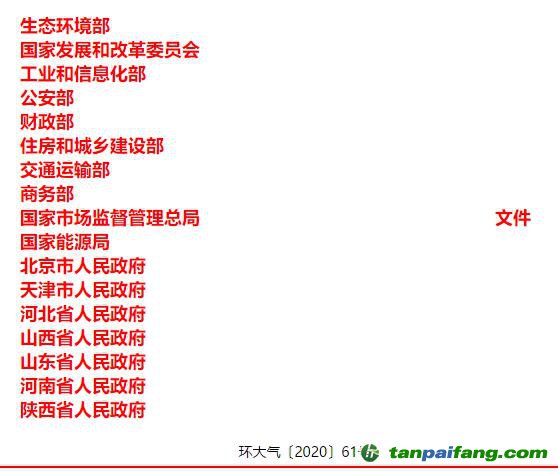 關(guān)于印發(fā)《京津冀及周邊地區(qū)、汾渭平原2020-2021年秋冬季大氣污染綜合治理攻堅(jiān)行動(dòng)方案》的通知【環(huán)大氣〔2020〕61號(hào)】